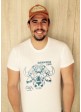 Camiseta El Búfalo Blanca con Logo Azul